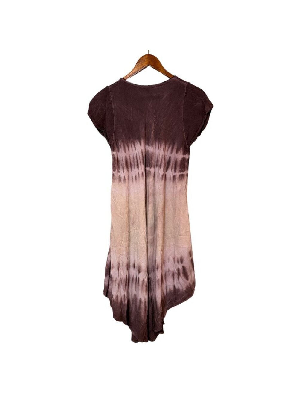 True Rock Womens Tie-Dye Asymmetric Hem Floral Tunic Dress Free Size Brown & Pin - Picture 3 of 6